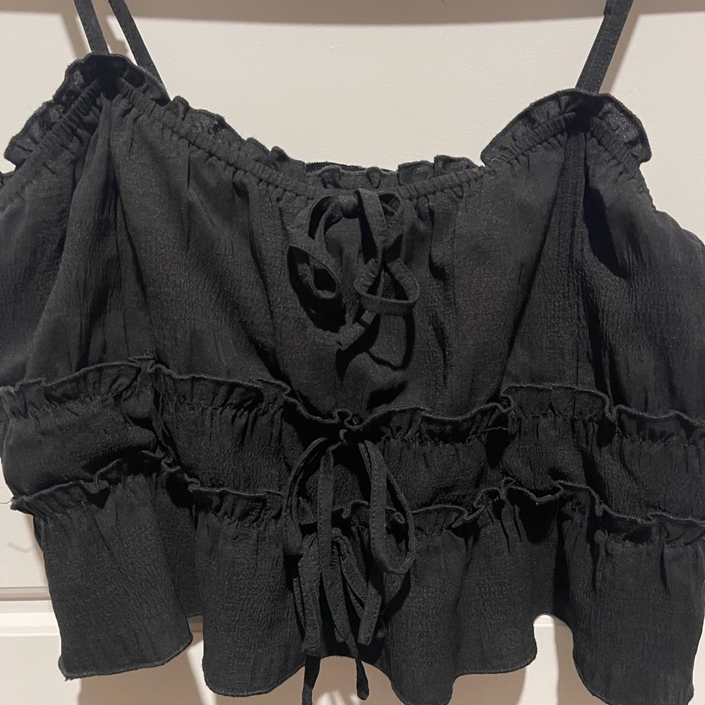 Black Off-Shoulder Ruffle Top